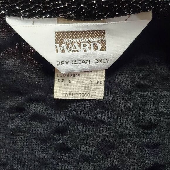 Vintage Montgomery Ward Sequin Blouse Black Metallic Long Sleeve Top Size 22W - Picture 5 of 7